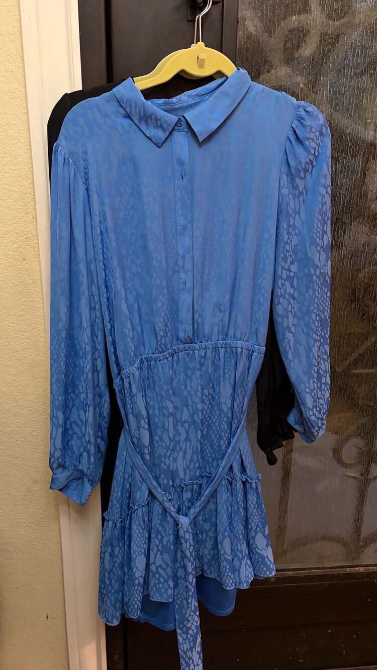Simply Vera Vera Wang Blue Jacquard Animal Print Snake Skin Dress Size XL